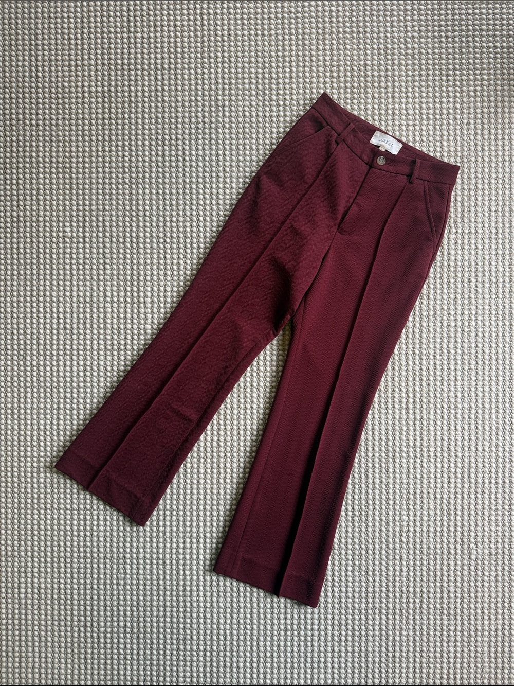 THE GREAT. Deep Burgundy High-Waist Trousers